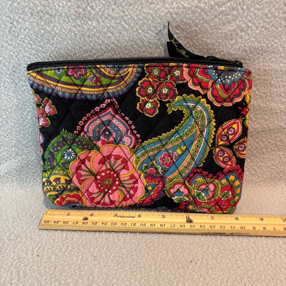 Vera Bradley Colorful Quilted Floral Cosmetic Make-up Accessory Bag Lined - Picture 2 of 7